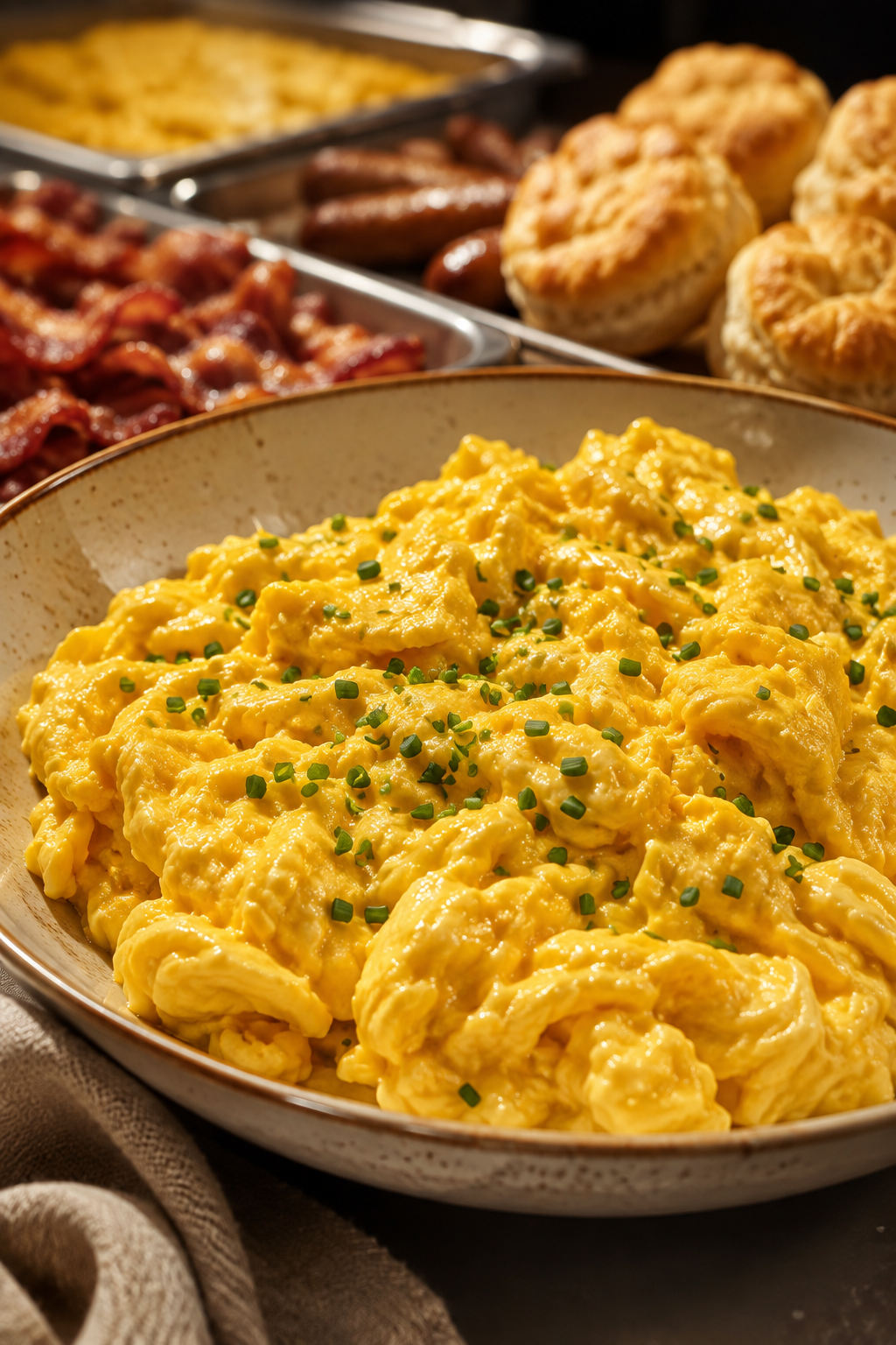 Soft scrambled eggs with fresh chives