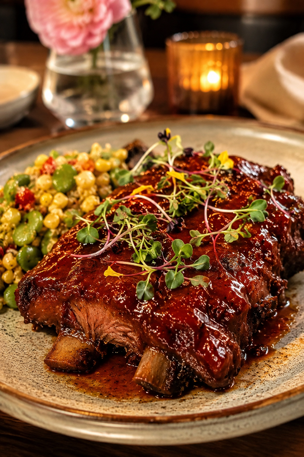 Slow roasted braised BBQ short ribs